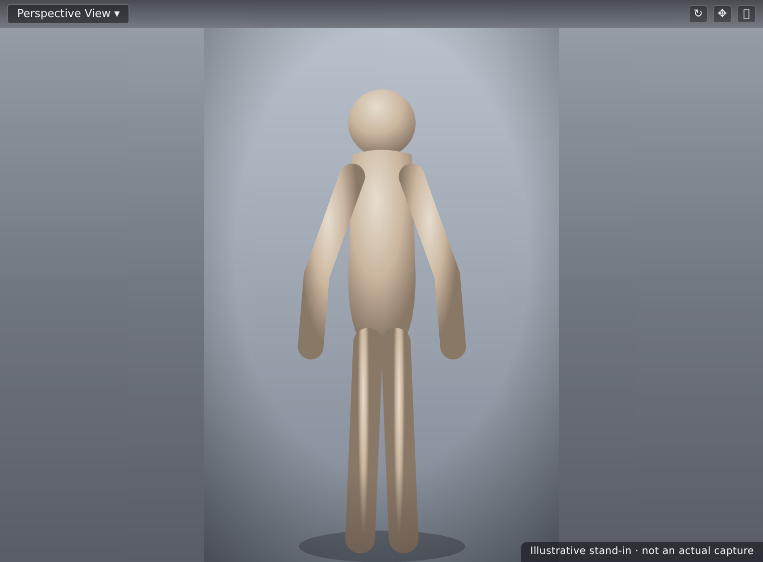 A freshly loaded Genesis 8 figure standing in its default neutral A-pose